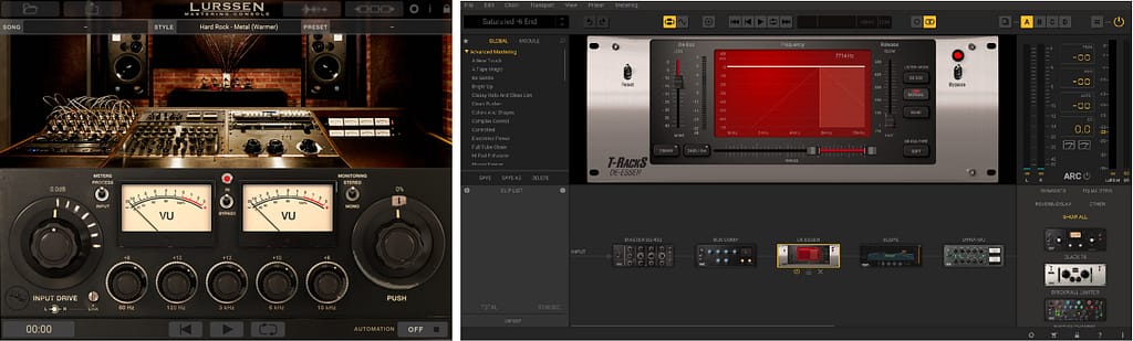 Mastering Tools mit Signal Chain in Lurssen Mastering Console und T-Racks 5